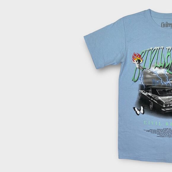 Civil Regime T Shirt Mens Small Civil Cruise Blue Lowrider Graphic Flame Hip Hop - Picture 3 of 12